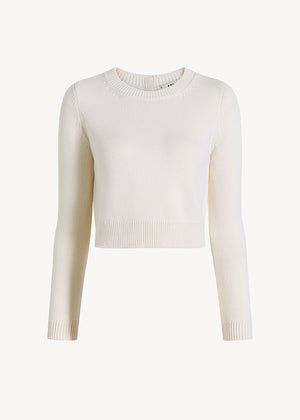 UNA Lab Claire chunky merino wool crewneck sweater in Ivory, front view.