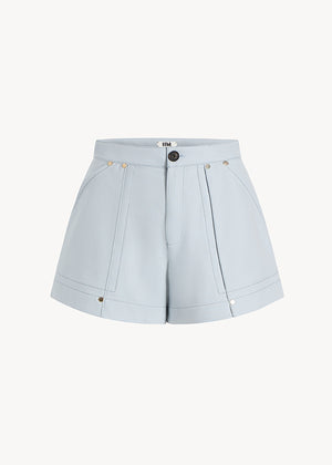 UNA Lab Marley basketweave cotton twill short in Light Blue, front view.