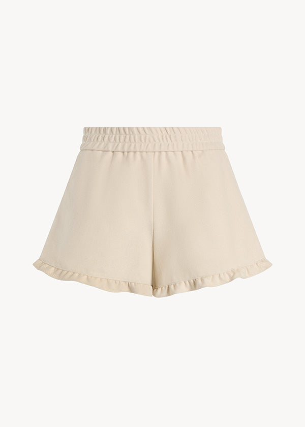 UNA Lab Blake cotton basketweave short in Khaki, front view.