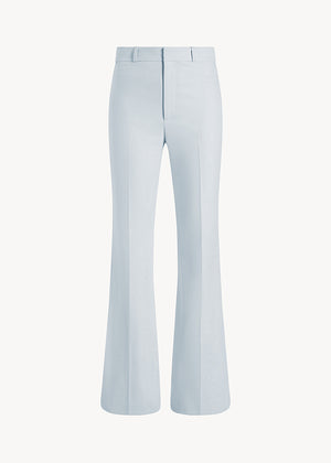 UNA Lab Austin high-rise flared cotton basketweave trouser in Light Blue, front view.