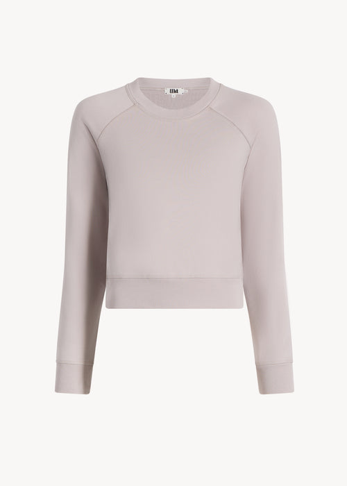 UNA Lab Stevie slim-fit terry cotton raglan sweatshirt in Putty, front view.