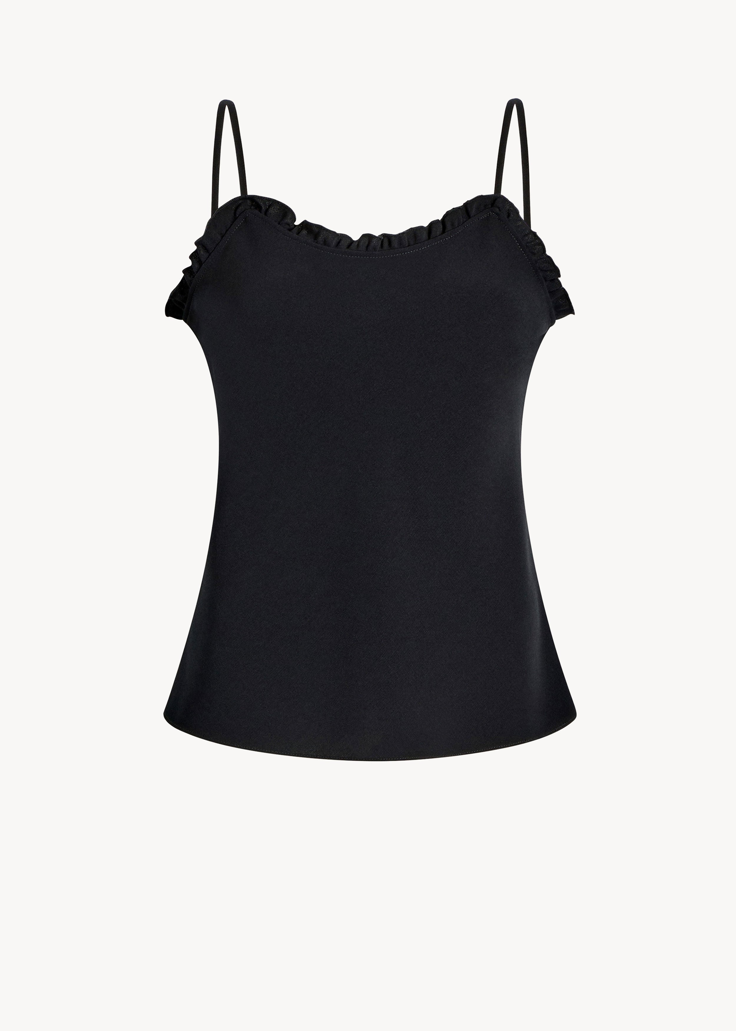 Stella Bias-Cut Crepe Camisole in Black | UNA Lab