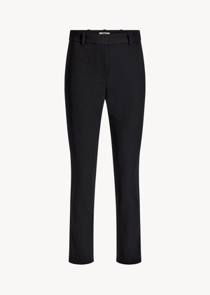 UNA Lab Lila 2.0 high-rise stretch crepe cigarette pant in Black, front view.
