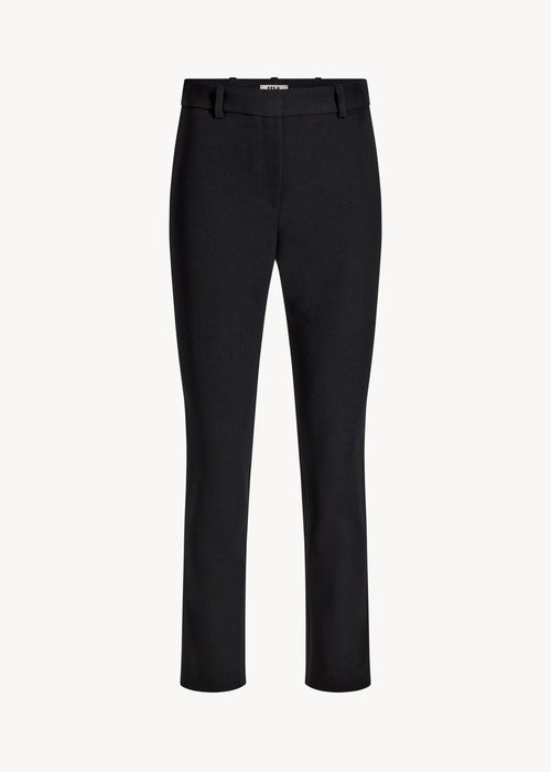 UNA Lab Lila 2.0 high-rise stretch crepe cigarette pant in Black, front view.